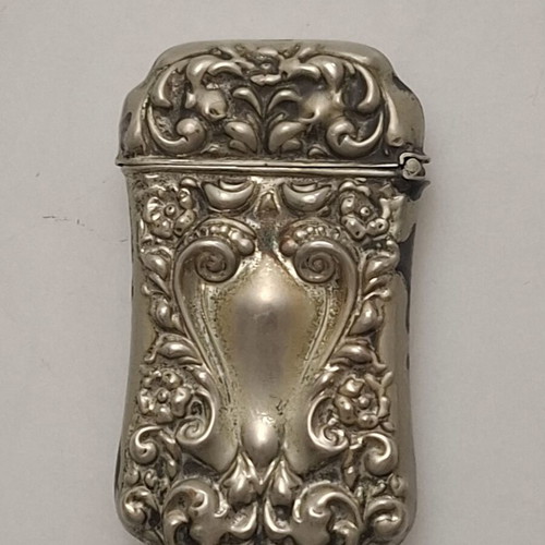 Αντίκα θήκη για σπίρτα Art Nouveau από ασήμι Sterling μεταχειρισμένη