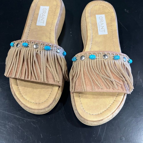 Suede leather sandals beige size 35 unused