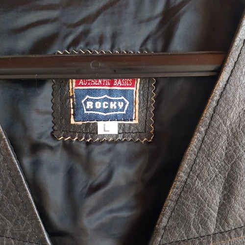 Vintage men's leather vest used, black and brown