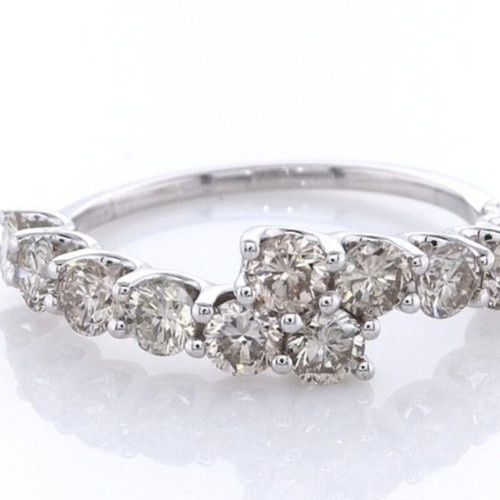 White Gold Ring 14K with 12 Natural Diamonds 1.64 Carats New