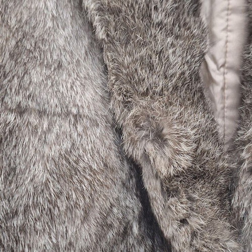 Berkeley Furs Rabbit Fur Jacket used, size Large, white and grey