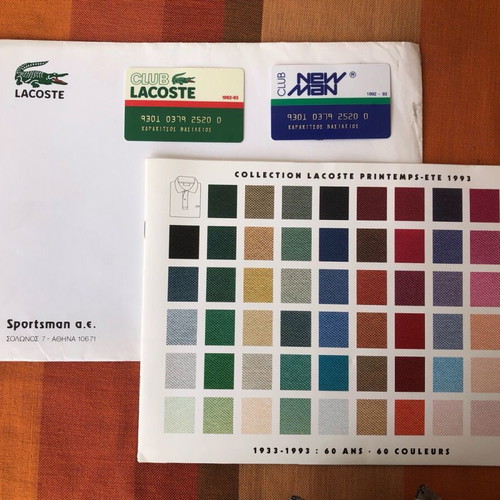 Club Lacoste 1992-93 catalog and membership card new
