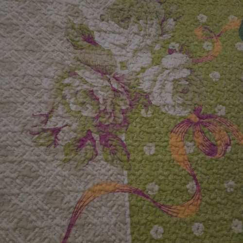 Double quilt like new, green with patterns, 210x220 cm