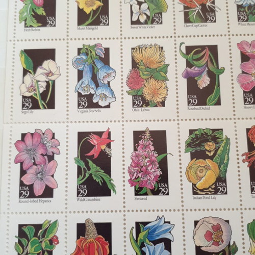29c WILD FLOWERS SHEET 1992, USA Scott #2647 MNH. (30).