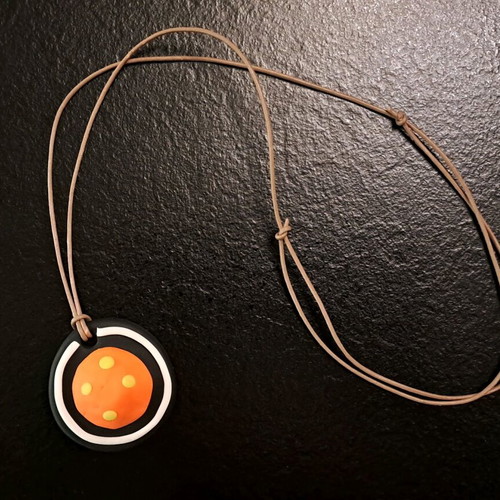 Handmade psychedelic fluo pendant like new with adjustable black cord