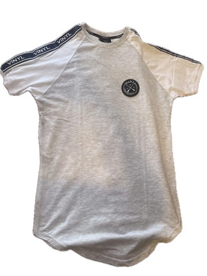 Vinyl men's blouse like new, made in Greece, white and gray