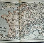  ΔΕΡΜΑΤΟΔΕΤΟ ΠΑΛΙΟ ΒΙΒΛΙΟ του 1897 με αυθεντικό έγχρωμο χάρτη! BELLI GALLICI + TULLI CICERONIS ΛΑΤΙΝΙΚΑ