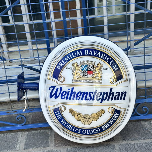 Weihenstephan vintage illuminated beer sign used, 65×60 cm