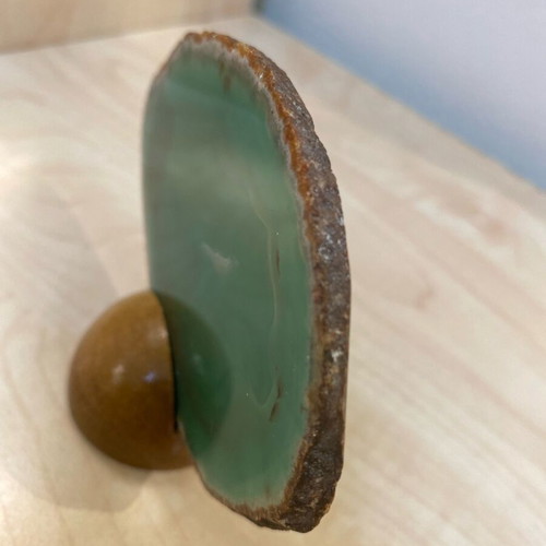 Green agate like new with wooden base