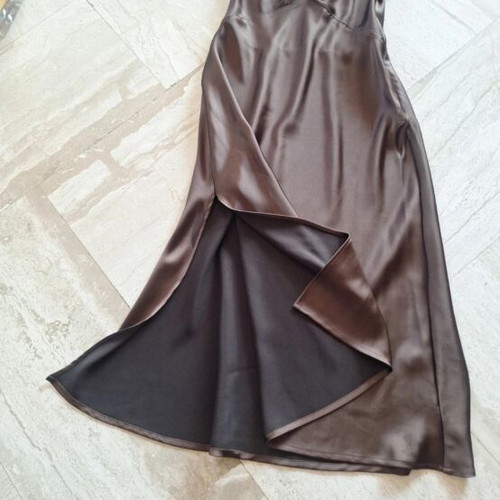 Zara dress with adjustable straps satin, new, brown