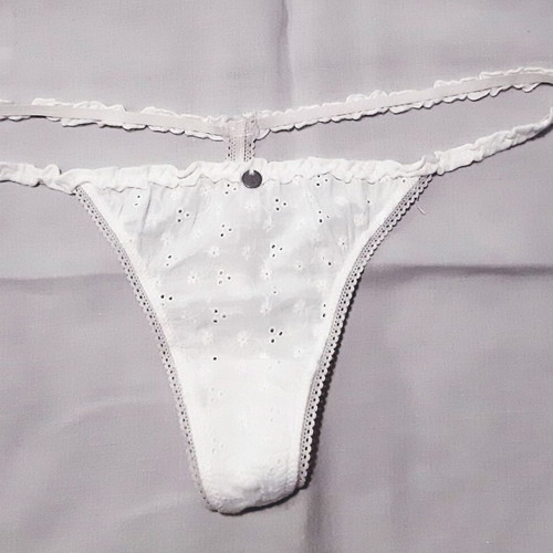 Zara string panties white cotton embroidery new medium