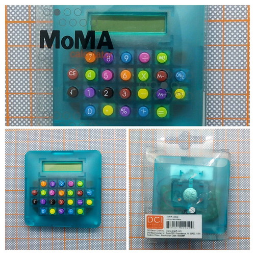 Mini calculator MoMa new, transparent blue electric design