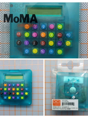 Mini calculator MoMa new, transparent blue electric design