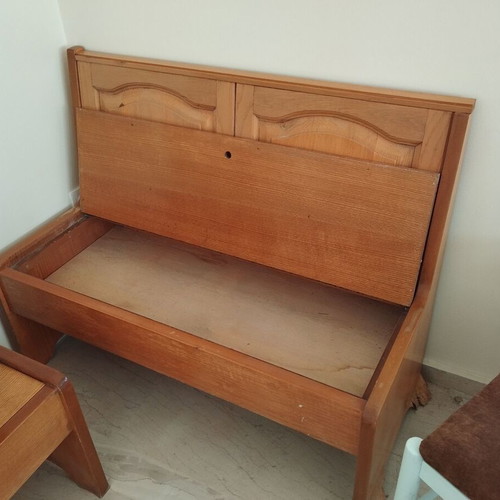 Wooden benches with storage used, set of three