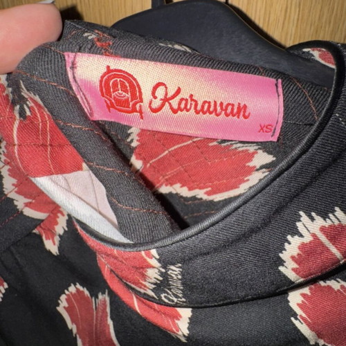 Karavan dress like new with thin rope belt, black and red