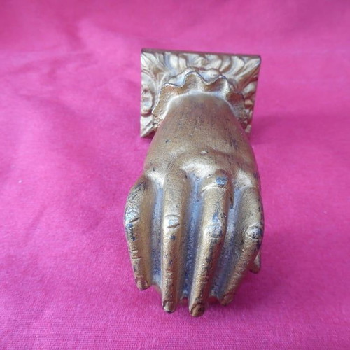 Door knocker hand used, old, length 13 cm