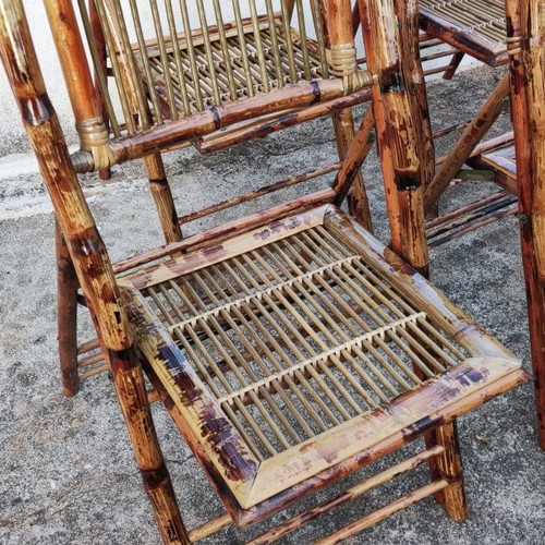 Bamboo folding chairs used, pack of 60 pieces