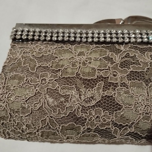 Evening handbag used with lace and rhinestones