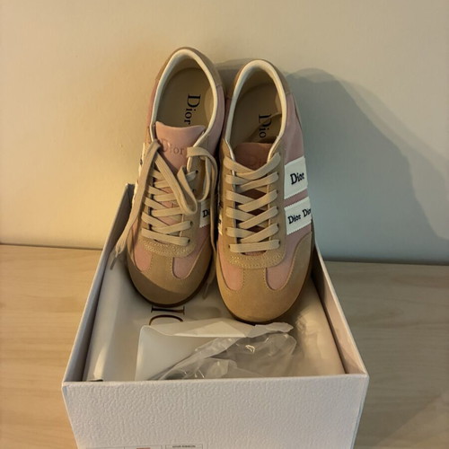 Dior ribbon sneakers new, beige and pink, size 40