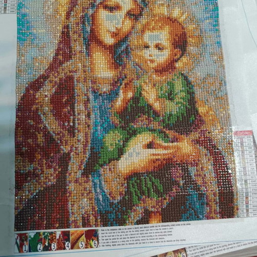 Diamond painting icon with ready frame, new