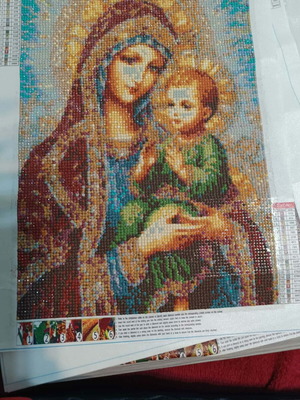 Diamond painting icon with ready frame, new