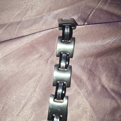 Men's Bracelet Bangle used, stainless steel and rubber, industrial design