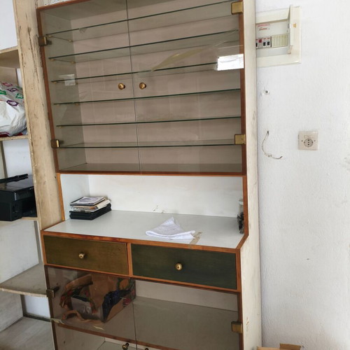 Professional Shelf Display 100x195 cm used, wooden with drawers