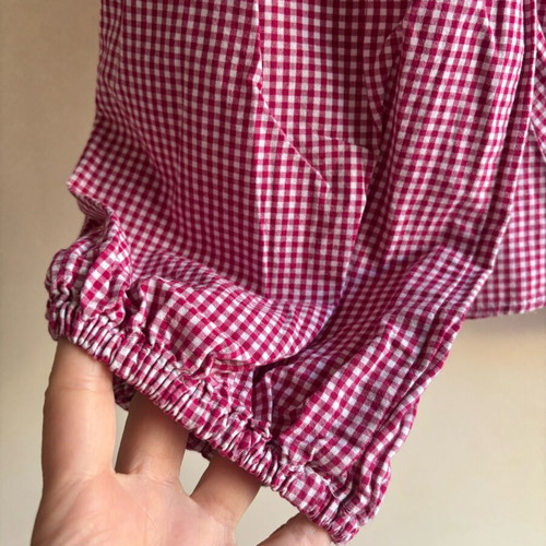 Karavan checked blouse used, size M, white and red
