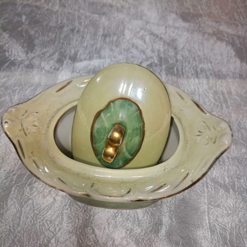 Bavarian porcelain fondue pot used, antique decorative piece
