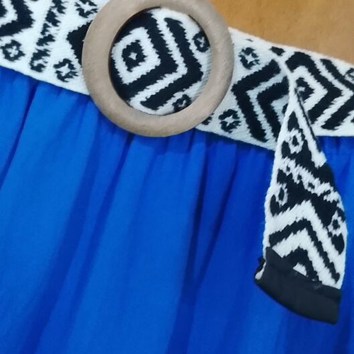 Long blue skirt with boho belt, unworn