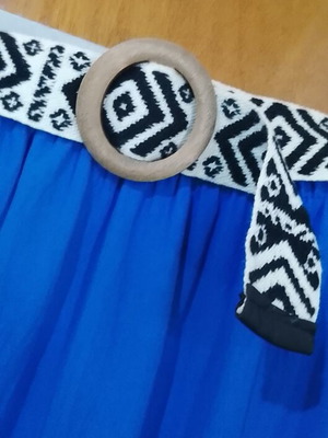 Long blue skirt with boho belt, unworn