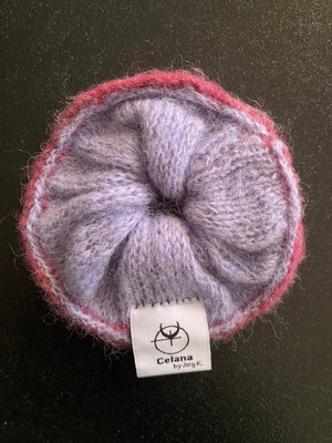 Πλεκτό scrunchie καινούργιο, μεταξωτό νήμα, διχρωμία