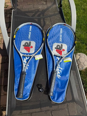 Tennis rackets new, pack of 2, grey and yellow, grip L2, 300g each