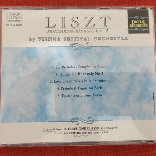 Liszt Hungarian Rhapsody No 2 CD like new, classical