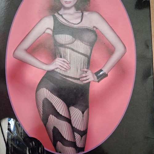 Black fishnet bodystocking new with geometric design