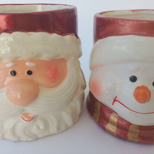 Christmas mug set used with Santa Claus and snowman