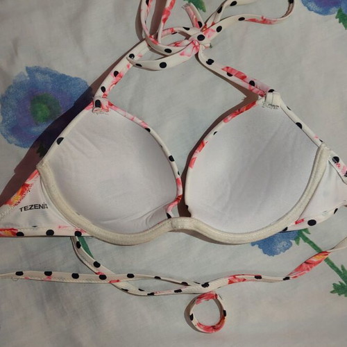 Tezenis women's swimsuit used, size S, white and pink