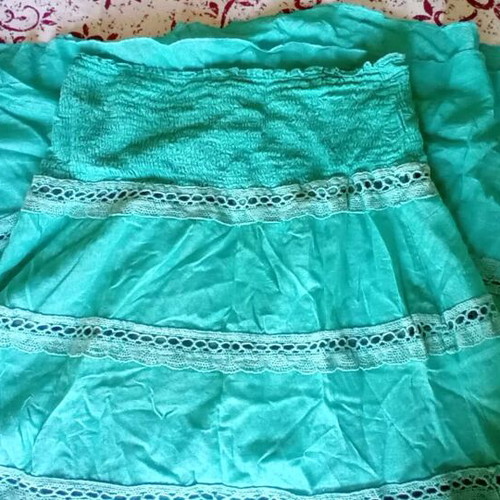 Strapless dress S used, airy, green-turquoise
