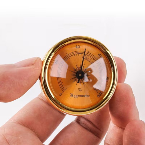 Amber 4.5cm Vintage Hygrometer new with gold frame