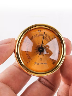 Amber 4.5cm Vintage Hygrometer new with gold frame