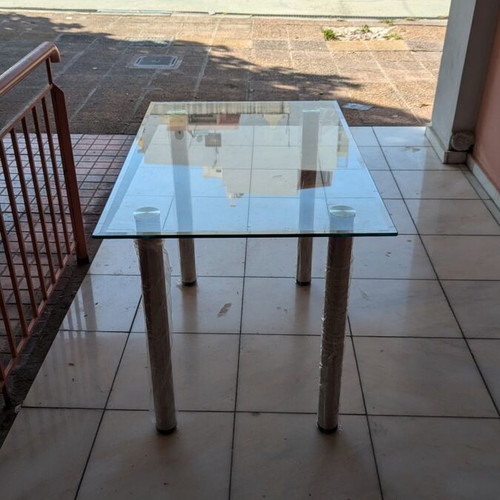 Glass table with metal legs new