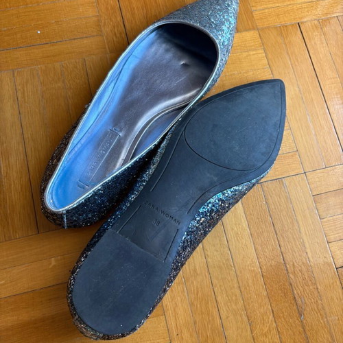 Zara ballerinas with blue glitter like new, size 38