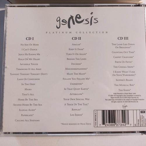 Genesis Platinum Collection 3-CD set like new, rock