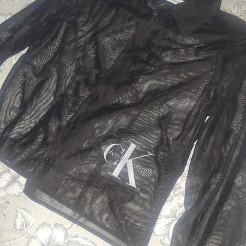 Calvin Klein Black Sheer Shirt new XS