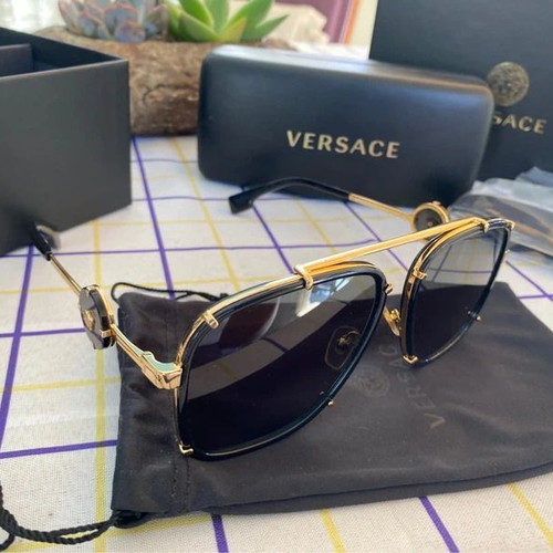 Versace VE 2233 Unisex Sunglasses new, black gold aviator