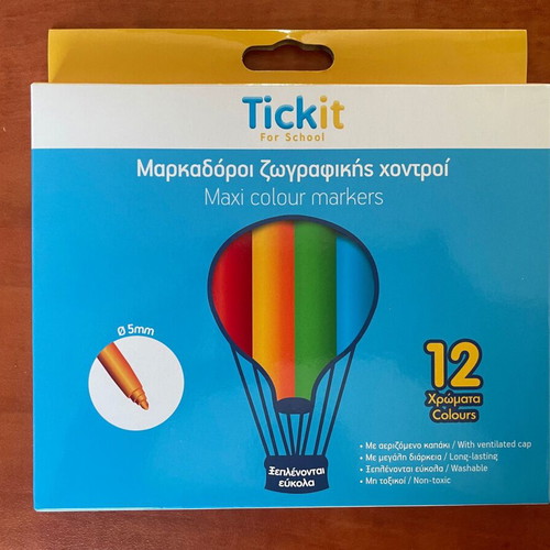 Tickit Thick Drawing Markers pack of 12 new