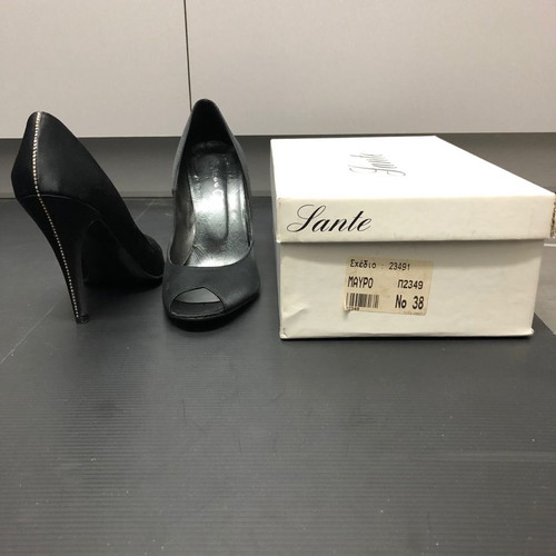 Sante Satin Peep Toe Heels Size 38 New with Rhinestones