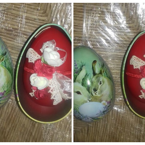 Easter candle in metal container egg new 12 cm