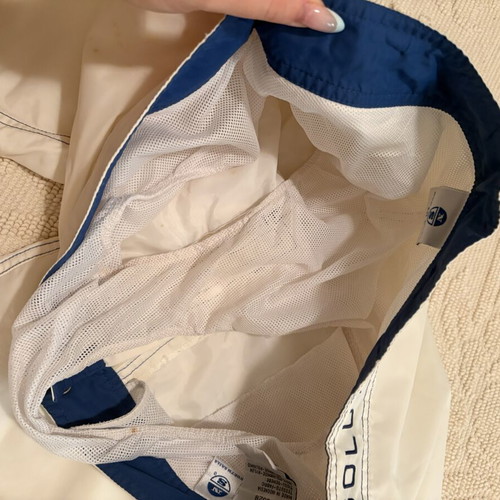 North Sails vintage men's swim shorts used, white and blue