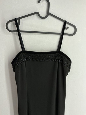 Black dress size S like new with decorative beads and velvet straps